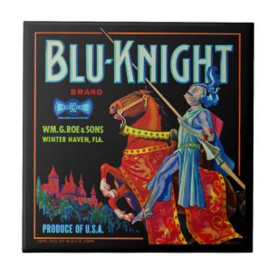 Blu Knight Frucht Etikett Fliese