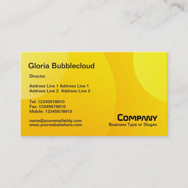Blubble Cloud - Schattierungen aus Gelb Visitenkarte (Vorderseite)