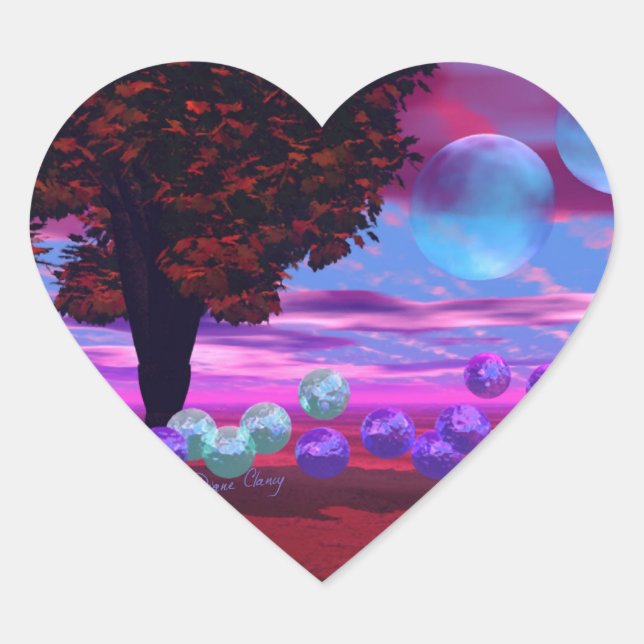Blubble Garden - Rose und Azure Wisdom Herz-Aufkleber (Vorderseite)