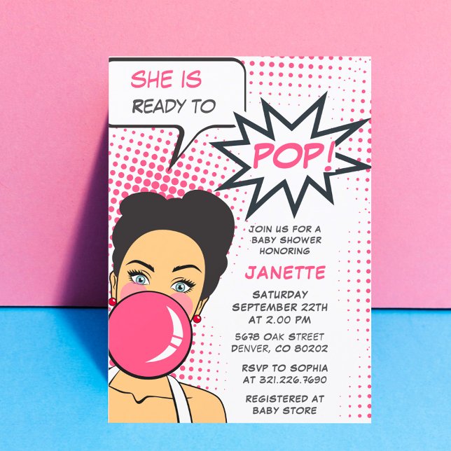 Blubble Gum Bereit zum Pop Girl Baby Dusche Einladung (Von Creator hochgeladen)
