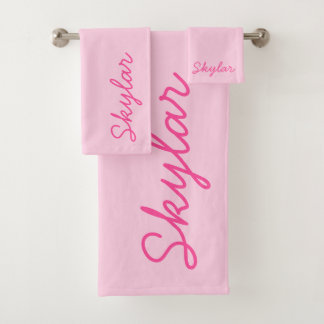 Blubble Gum Pink Hot Pink Custom Curry Name Badhandtuch Set
