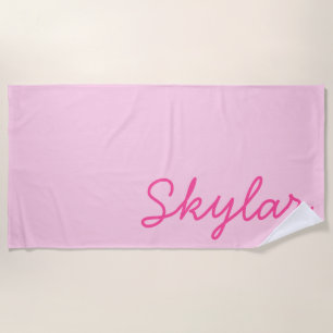 Blubble Gum Pink Hot Pink Custom Curry Name Strandtuch