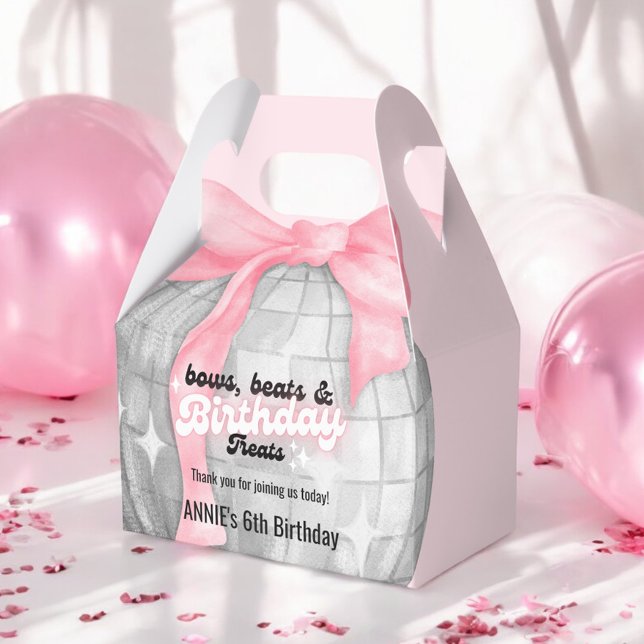 Blubble Letters Pink Bow Silver Disco Ball Geburts Geschenkschachtel (Von Creator hochgeladen)