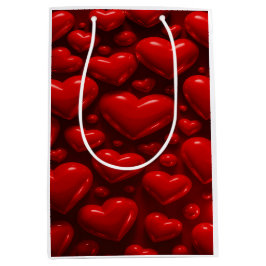 Blubble-Muster für rote Herzen Mittlere Geschenktüte