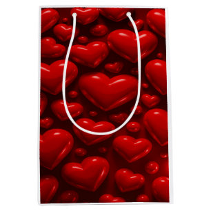 Blubble-Muster für rote Herzen Mittlere Geschenktüte