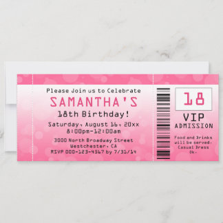 Blubble Pink Ticket für den Geburtstag individuell Einladung