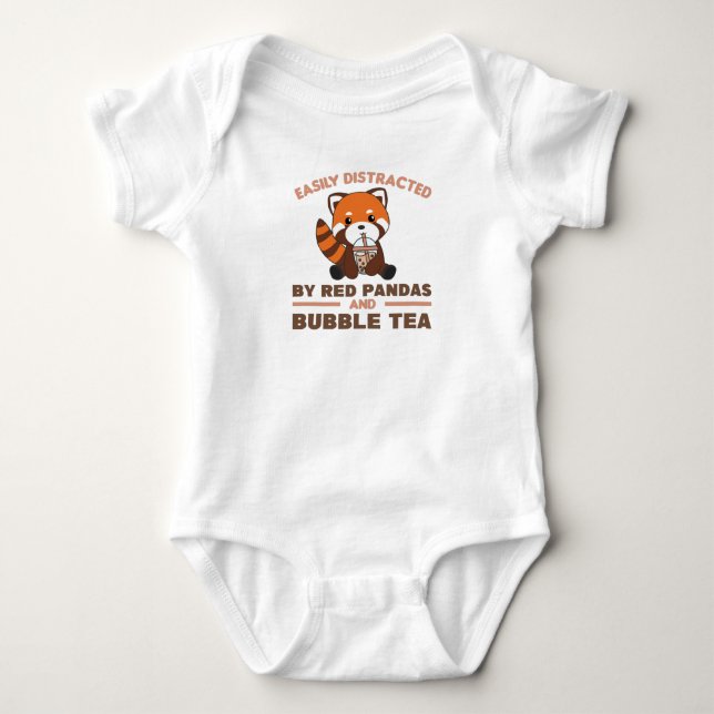 Blubble Tea Red Panda Chocolate Niedlicher Tiere B Baby Strampler (Vorderseite)
