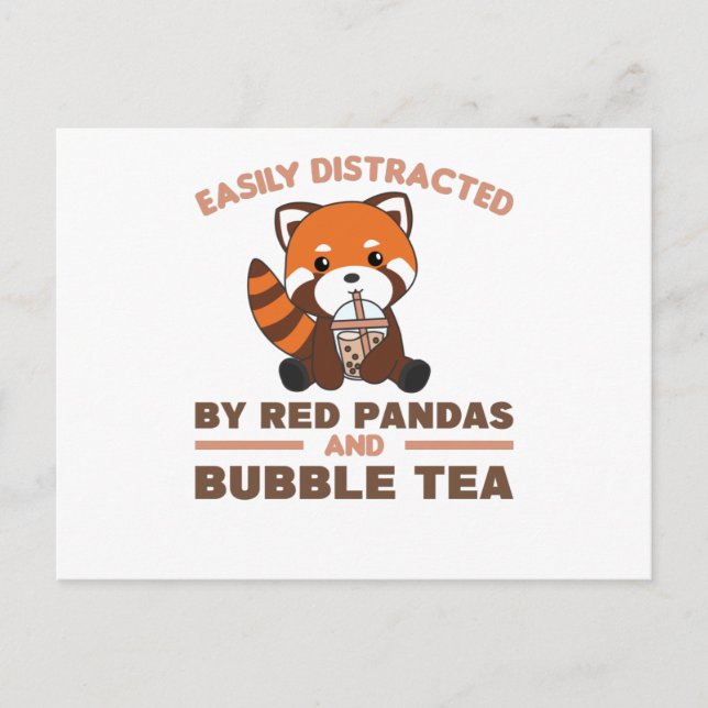 Blubble Tea Red Panda Chocolate Niedlicher Tiere B Postkarte (Vorderseite)