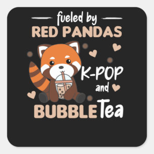 Blubble Tea Red Panda Chocolate Niedlicher Tiere B Quadratischer Aufkleber