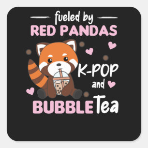 Blubble Tea Red Panda Chocolate Niedlicher Tiere B Quadratischer Aufkleber