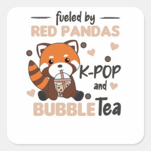 Blubble Tea Red Panda Chocolate Niedlicher Tiere B Quadratischer Aufkleber