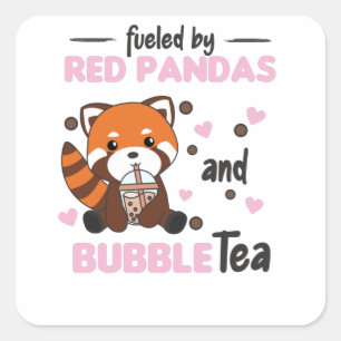 Blubble Tea Red Panda Chocolate Niedlicher Tiere B Quadratischer Aufkleber