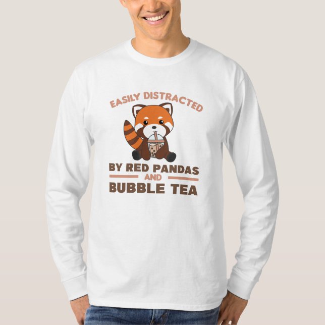 Blubble Tea Red Panda Chocolate Niedlicher Tiere B T-Shirt (Vorderseite)