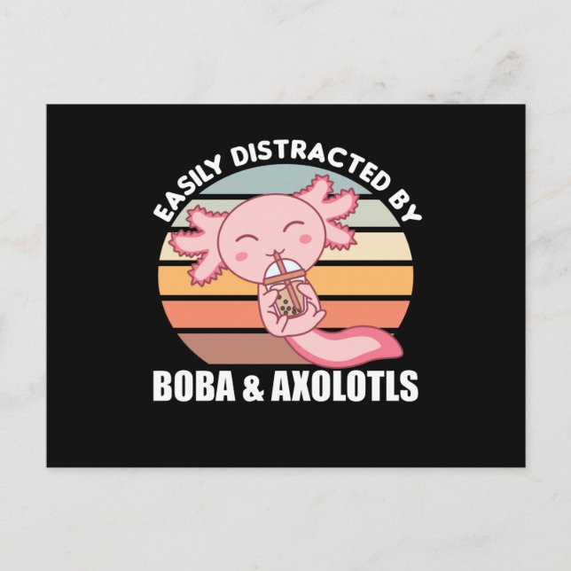 Blubble Tee Axolotl Chocolate Sweet Animals Boba Postkarte (Vorderseite)