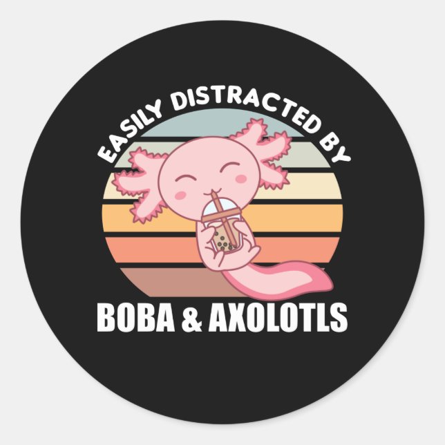 Blubble Tee Axolotl Chocolate Sweet Animals Boba Runder Aufkleber (Vorderseite)