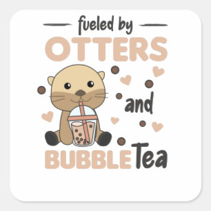 Blubble Tee Otter Chocolate Sweet Animals Boba Quadratischer Aufkleber