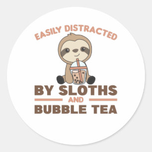 Blubble Tee Sloth Chocolate Niedlicher Tiere Boba Runder Aufkleber