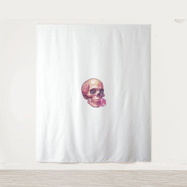 Blubble Trouble Skull - Funny Gum Skelett Wandteppich (Vorderseite)