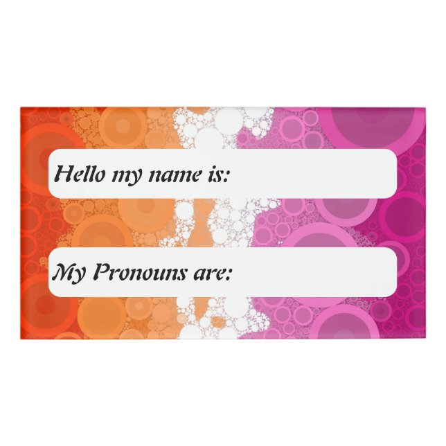 Blubbly Customizable Abstrakt Lesbian Prix Flag Namenschild (Vorderseite)