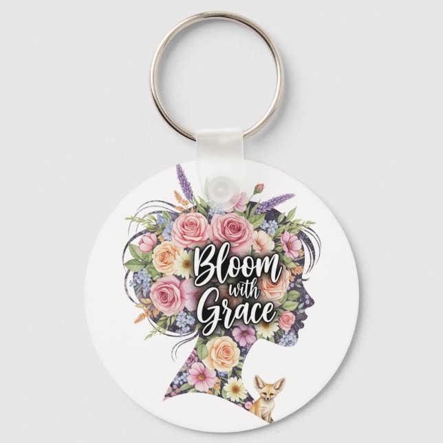 Bluben mit anmaßendem Blumenzitat Schlüsselanhänger (Vorderseite)