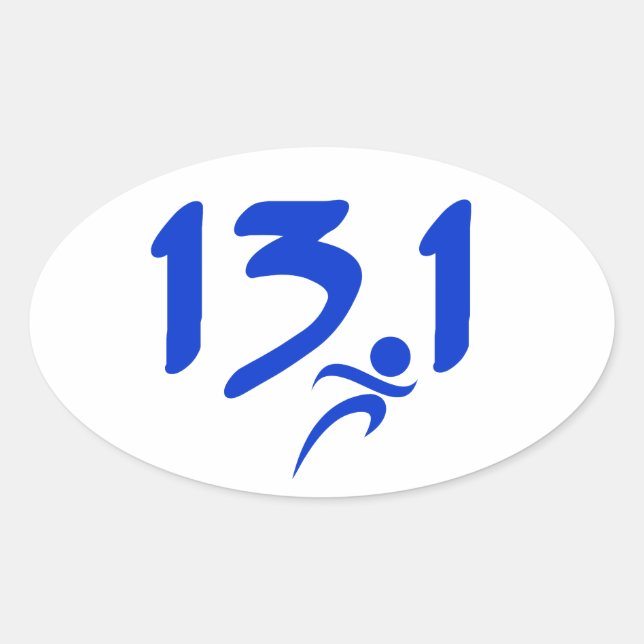 Blue 13,1 Halbmarathon Ovaler Aufkleber (Vorderseite)