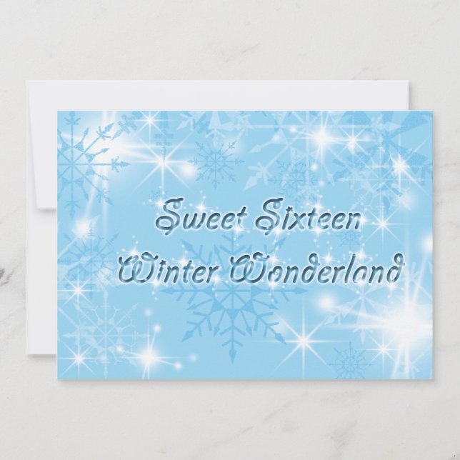 Blue 16 . Geburtstag Einladung Winter Wonderland (Vorderseite)