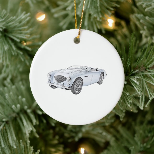 Blue 1953 Austin-Healey-Konvertible Keramik Ornament (Baum)