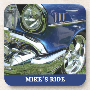 Blue 1957 Chevy, Name oder Meldung, Ihr Foto Getränkeuntersetzer