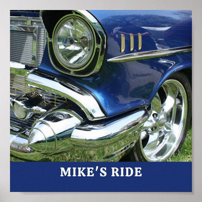 Blue 1957 Chevy, Name oder Meldung, Ihr Foto Poster (Vorne)