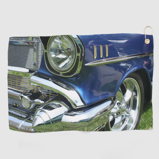 Blue 1957 Chevy Vintage Car Golfhandtuch (Horizontal)