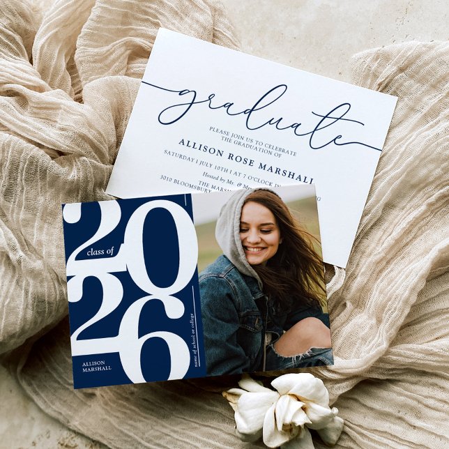 Blue 2025 Foto Graduation Party - Einladung (Von Creator hochgeladen)