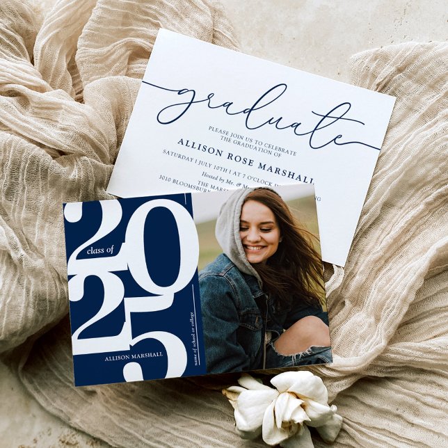 Blue 2025 Foto Graduation Party - Einladung (Von Creator hochgeladen)