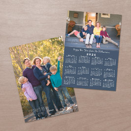 Blue 2026 Kalender 2 Benutzerdefinierte Fotos Glüc Feiertagskarte