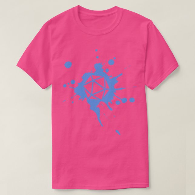 Blue 20 Sided Dice Paint Spritzer Spraypaint Table T-Shirt (Design vorne)