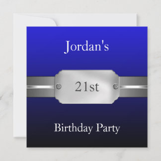 Blue 21. Elegant Male Geburtstag Einladung