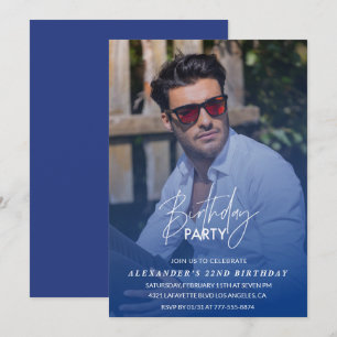 Blue 22. Geburtstagseinladung Geburtstagsparty Fot Einladung