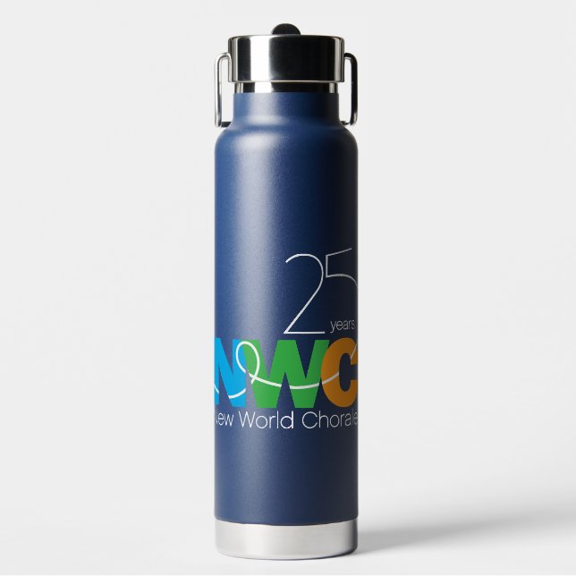 Blue 25-jähriges NWC Wasserflasche mit Stroh Trinkflasche (Vorderseite)