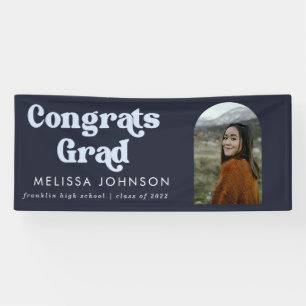 Blue 2 Tone Retro Foto Grad Party Banner