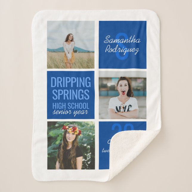 Blue 3-Foto Fun Boxes Class Year Sherpadecke (Vorderseite)