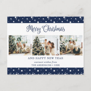 Blue 3 Foto Stars Frohe Weihnachtskarten Feiertagspostkarte