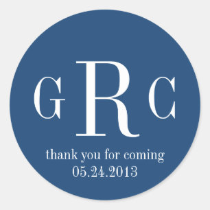 Blue 3 initiale monogramm Etikettenkennzeichnung G Runder Aufkleber