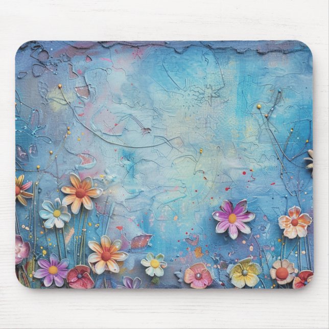 Blue 3D-Blume Mousepad (Vorne)