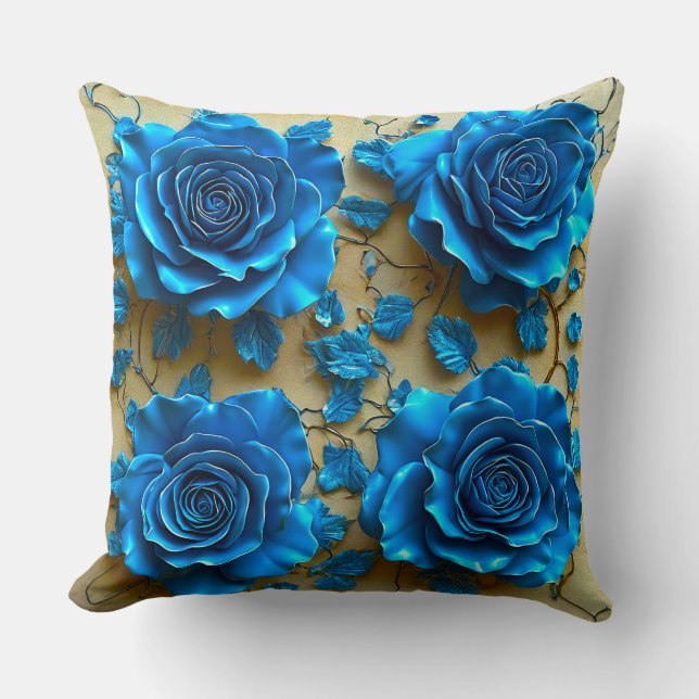Blue 3d-Rose Kissen (Vorderseite)