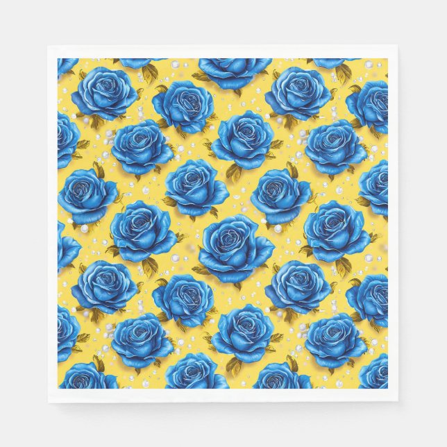 Blue 3d-Rose Serviette (Vorderseite)
