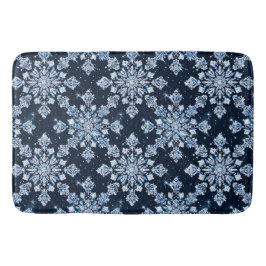 Blue 3d Schneeflocken Badematte