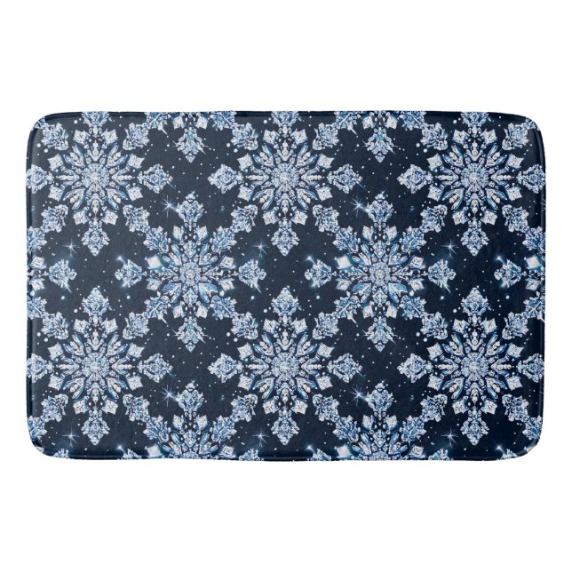 Blue 3d Schneeflocken Badematte (Vorderseite)