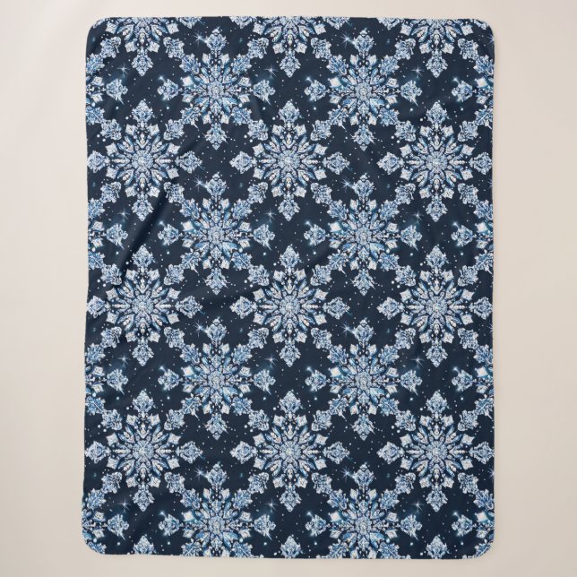 Blue 3d Schneeflocken Sherpadecke (Vorderseite)