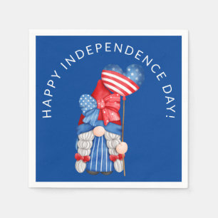 Blue 4. Juli Gnome Independence Day Party Serviette