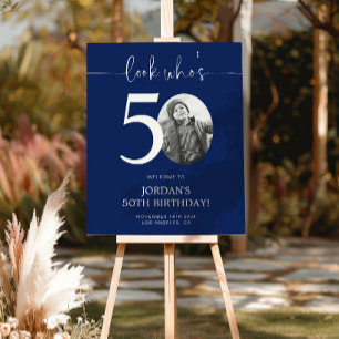 Blue 50. Geburtstag Begrüßungszeichen Schau mal, Poster