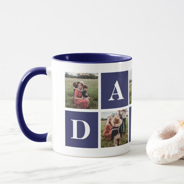 Blue 5 Foto Collage Daddy Tasse (Mit Donut)
